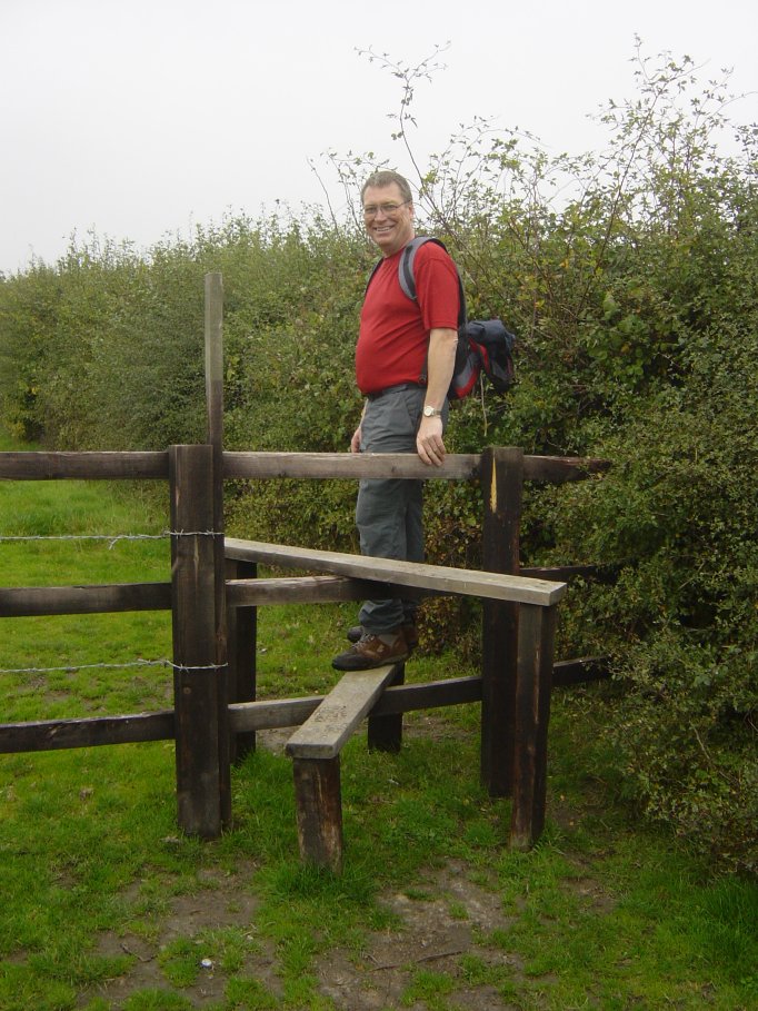  John Stopani on a very tall stile 